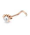 Half Flower Shaped Silver Curved Nose Stud NSKB-857